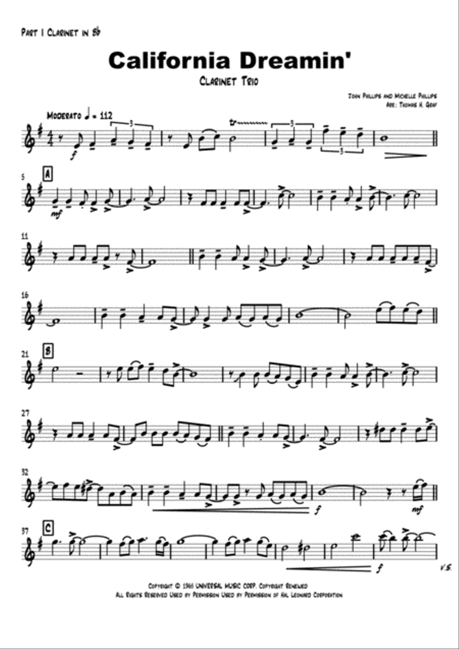 California Dreamin' Woodwind Trio scores gallery preview page 4