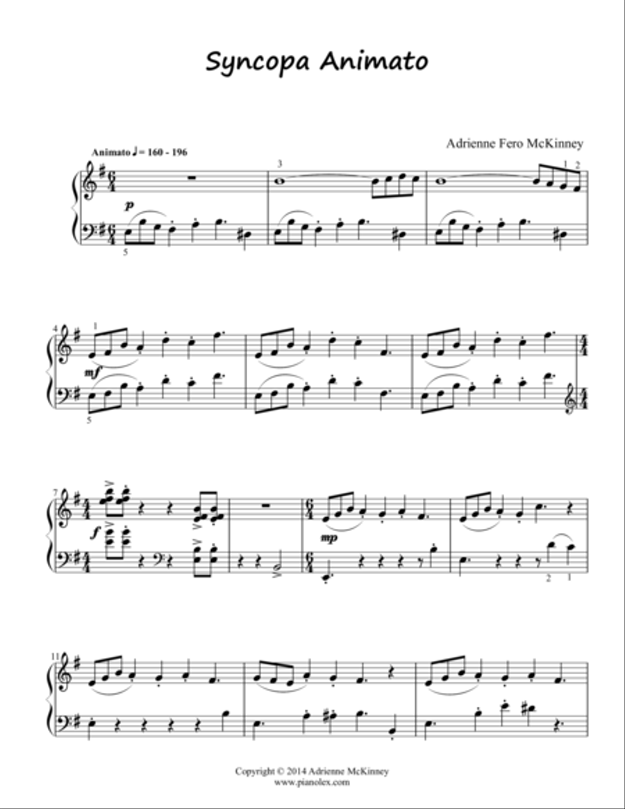 Syncopa Animato Piano Solo scores gallery preview page 1