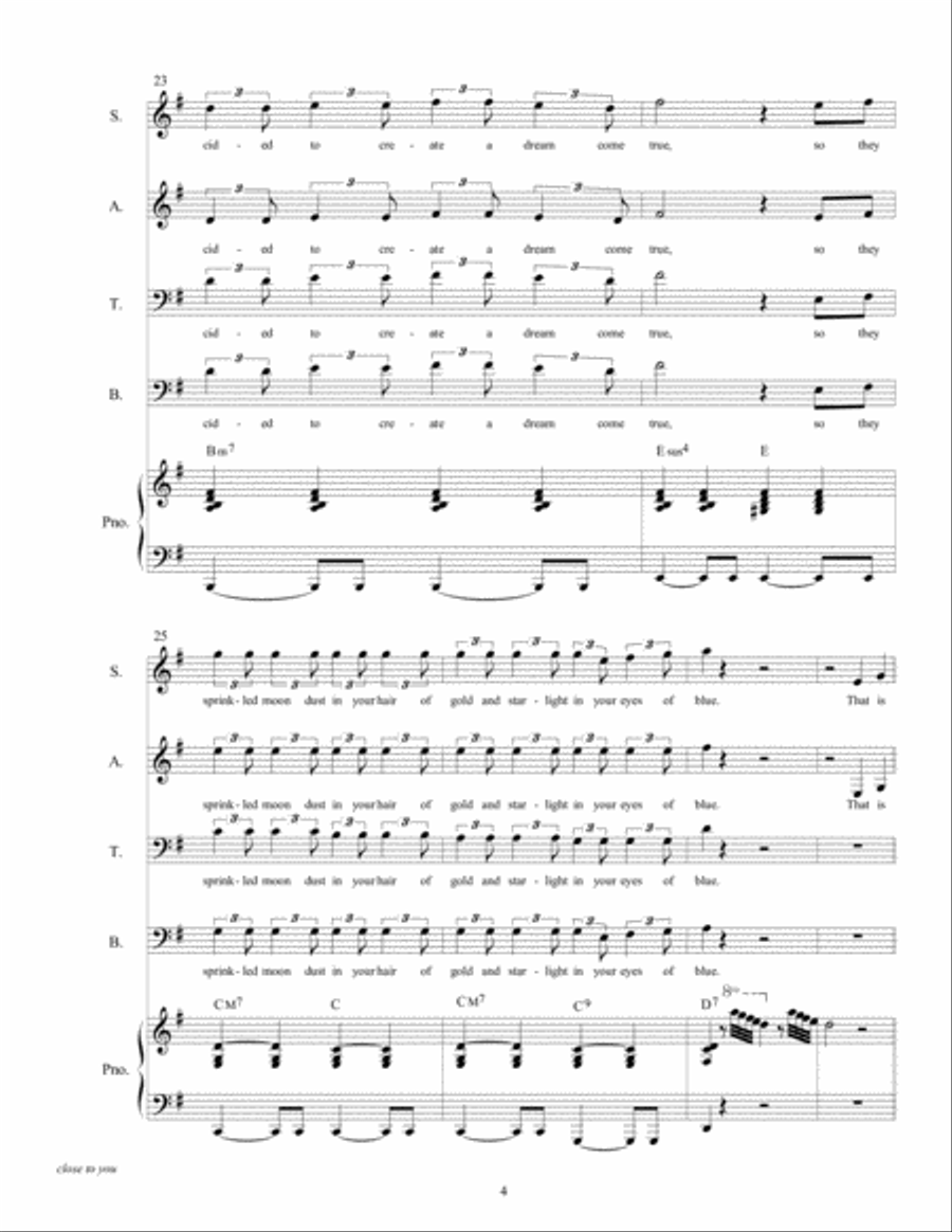 Close To You 4-Part scores gallery preview page 4