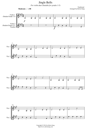 Jingle Bells (for violin duet, suitable for grades 1-5)
