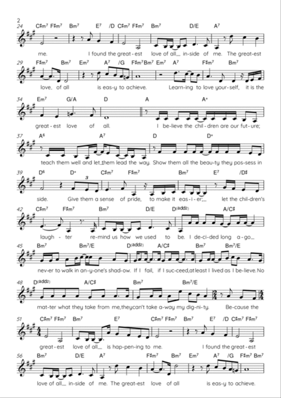 The Greatest Love Of All The Greatest Love Of All School and Community scores gallery preview page 2