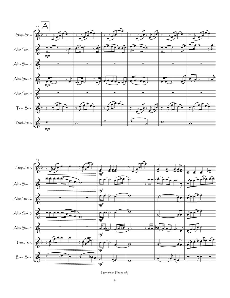 Bohemian Rhapsody Woodwind Ensemble scores gallery preview page 5