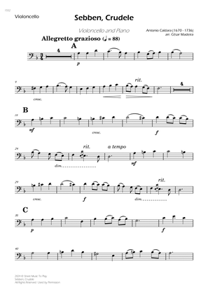 Sebben, Crudele - Cello and Piano (Individual Parts)