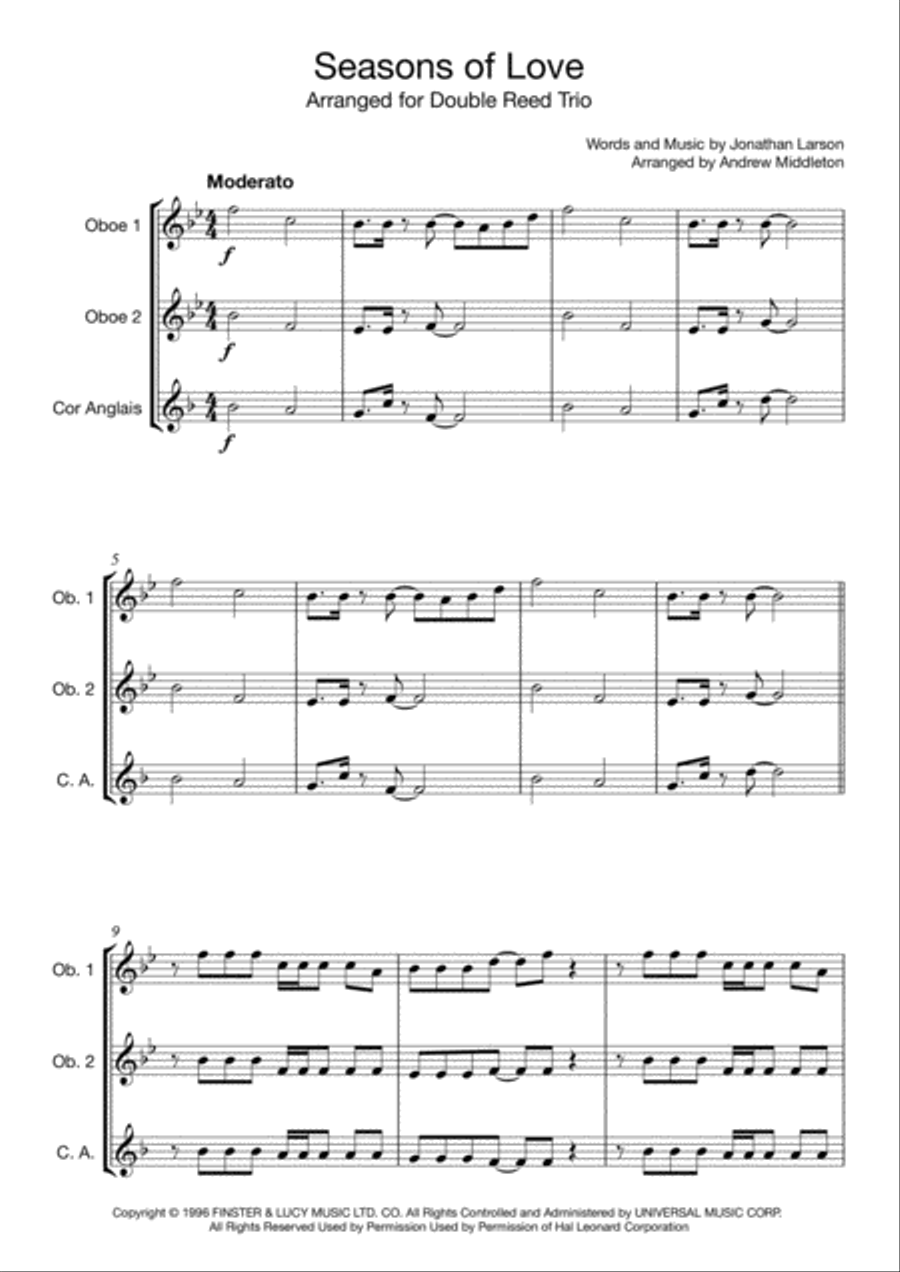 Seasons Of Love Woodwind Trio scores gallery preview page 1