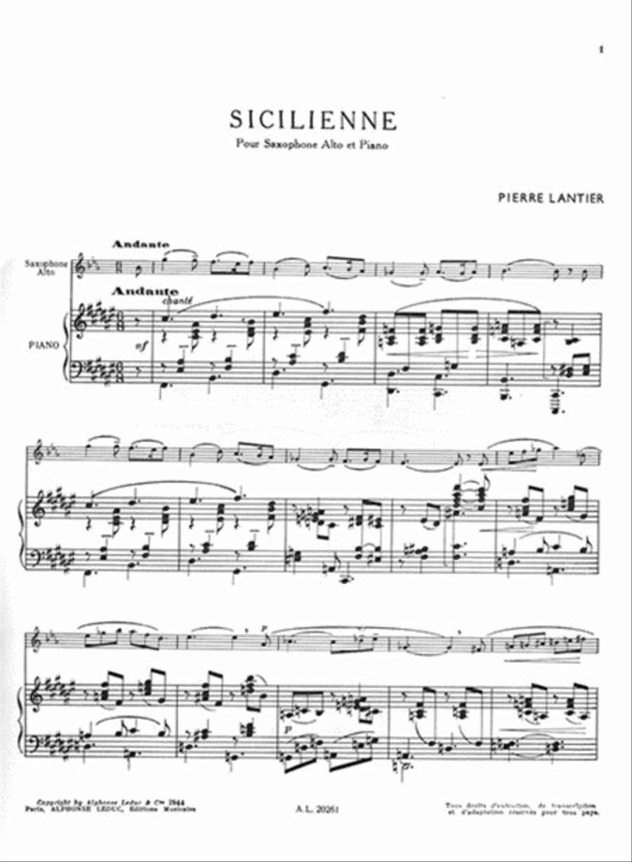 Sicilienne Alto Saxophone scores gallery preview page 2