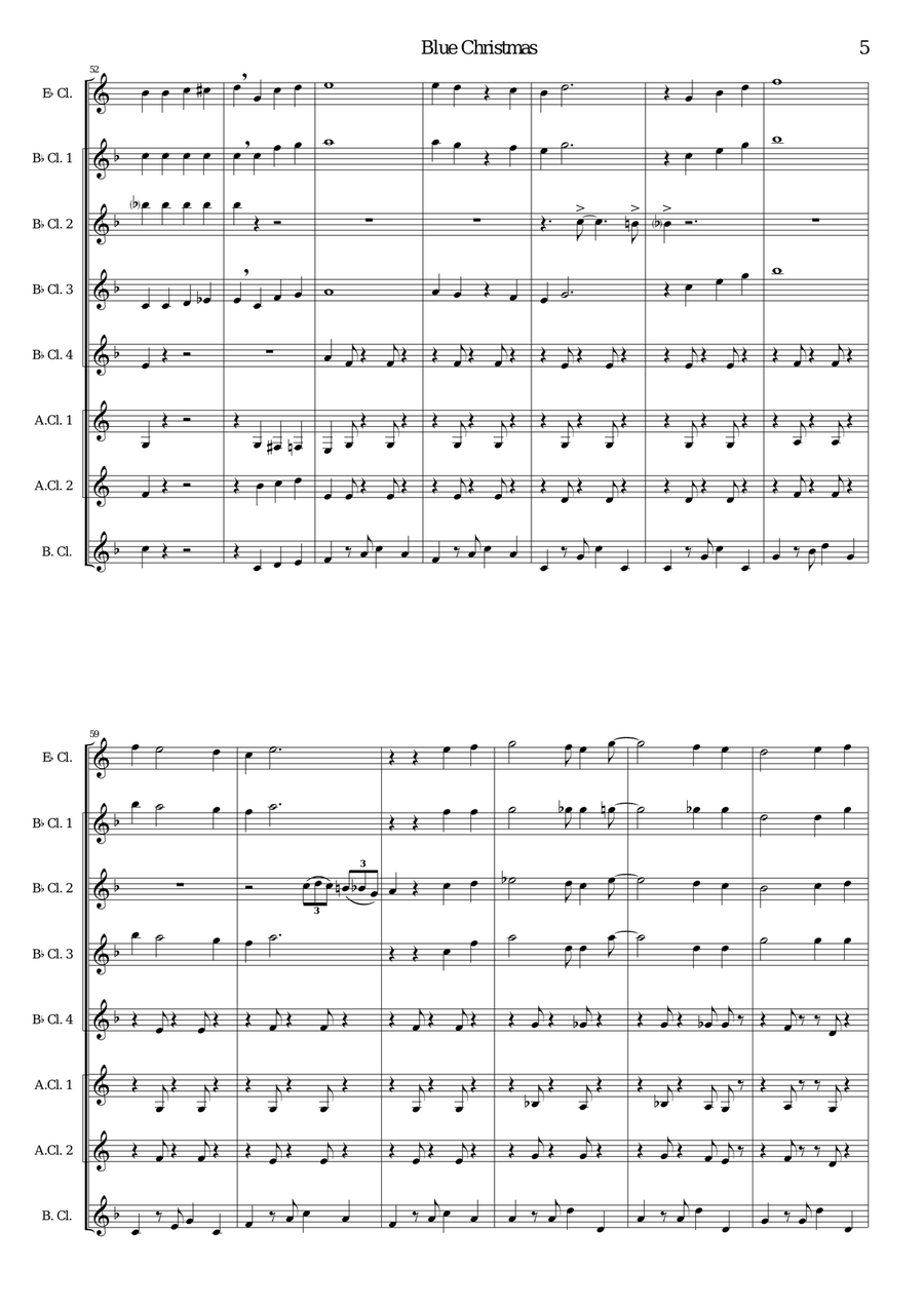 Blue Christmas Woodwind Quartet scores gallery preview page 5