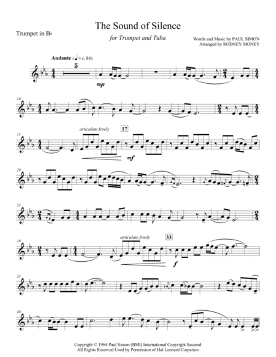 The Sound Of Silence Brass Duet scores gallery preview page 1