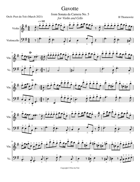 Gavotta from Sonata da Camera No. 5 in G - Henry Thornowitz (Violin & Cello) image number null