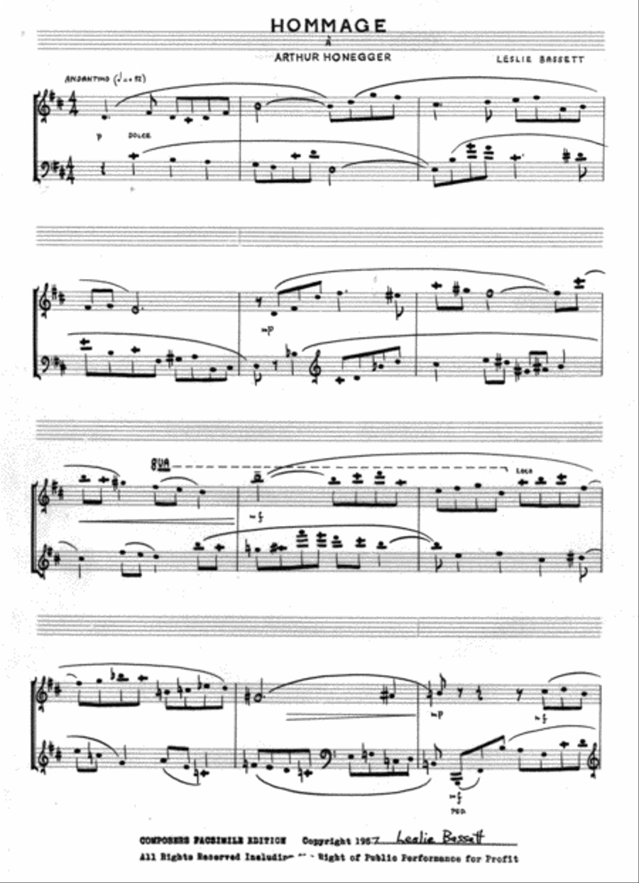 [Bassett] Hommage Á Arthur Honnegger Piano Solo scores gallery preview page 3