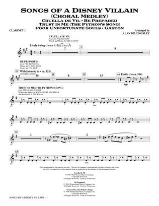 Songs of a Disney Villain (Choral Medley) - Clarinet 1