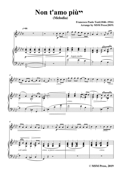 Tosti-Non t'amo più!, for Violin and Piano image number null