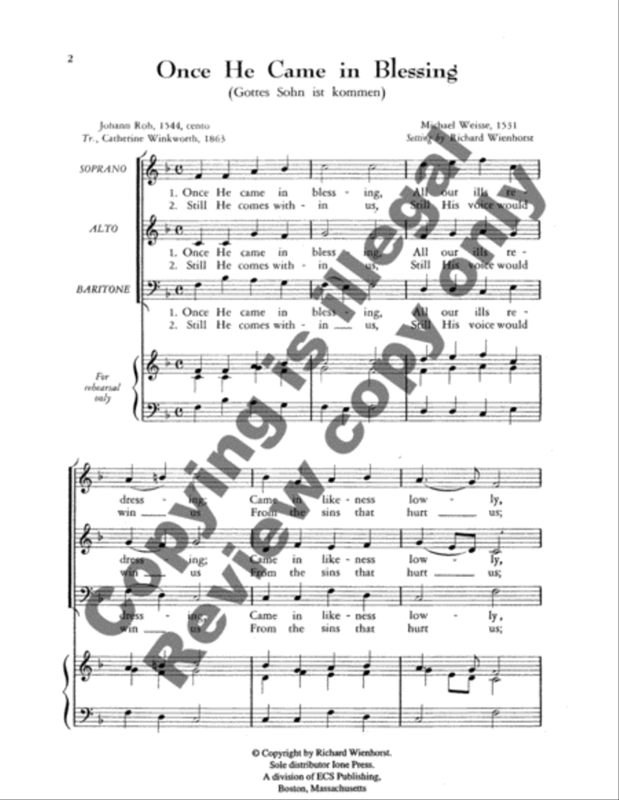 Once He Came In Blessing 3-Part scores gallery preview page 3
