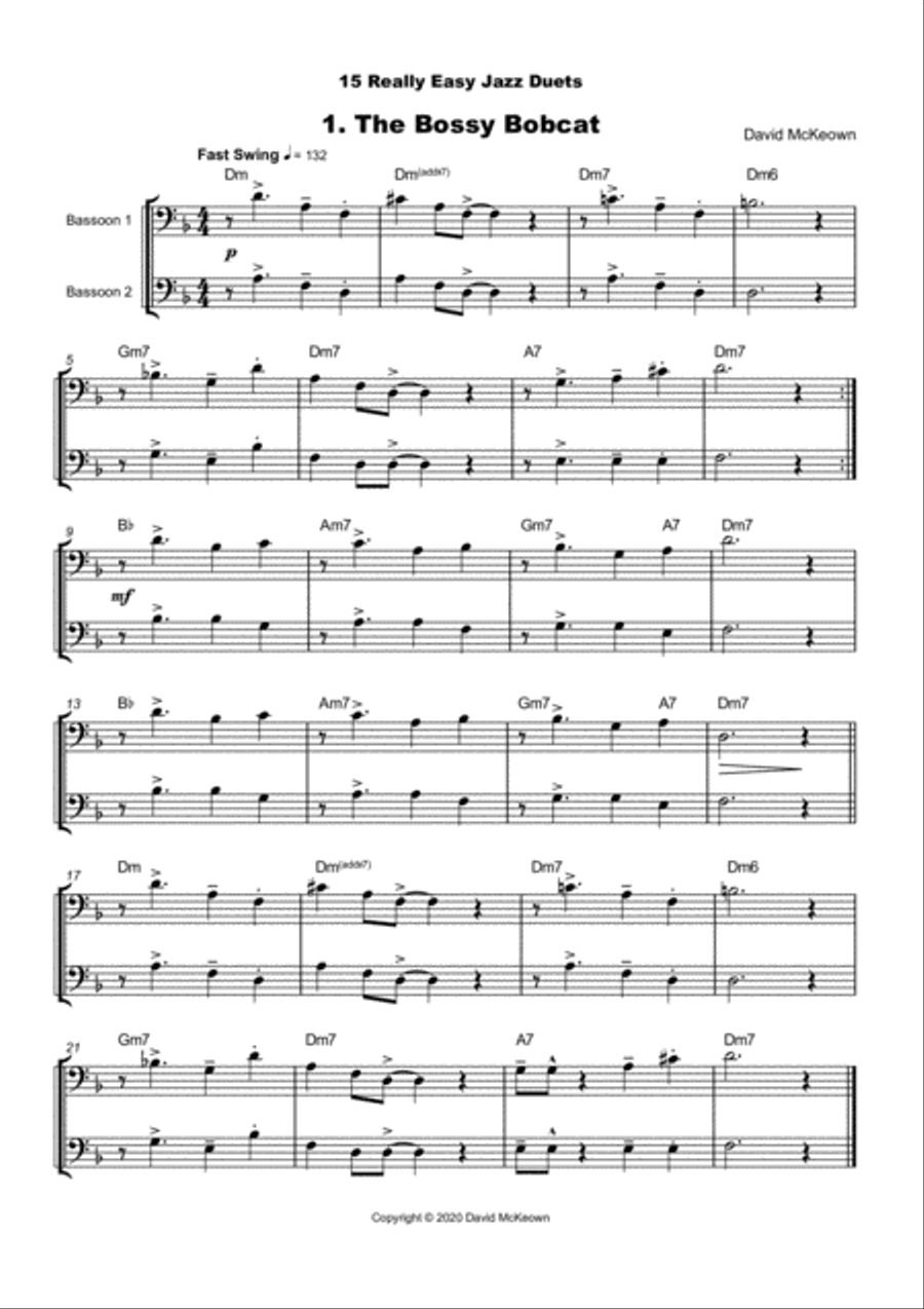 15 Really Easy Jazz Duets for Bassoon Duet Woodwind Duet scores gallery preview page 2