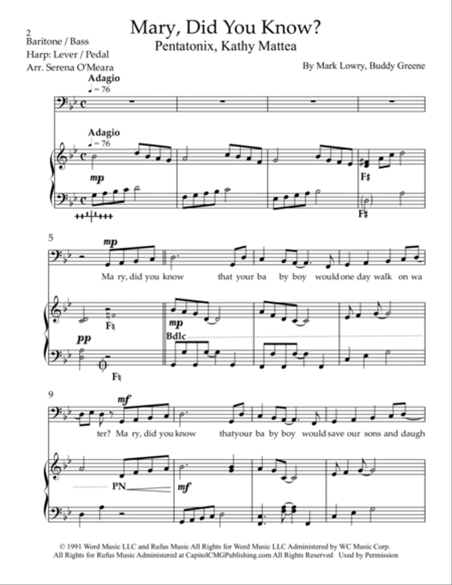 Mary, Did You Know? Mary, Did You Know? Harp scores gallery preview page 2