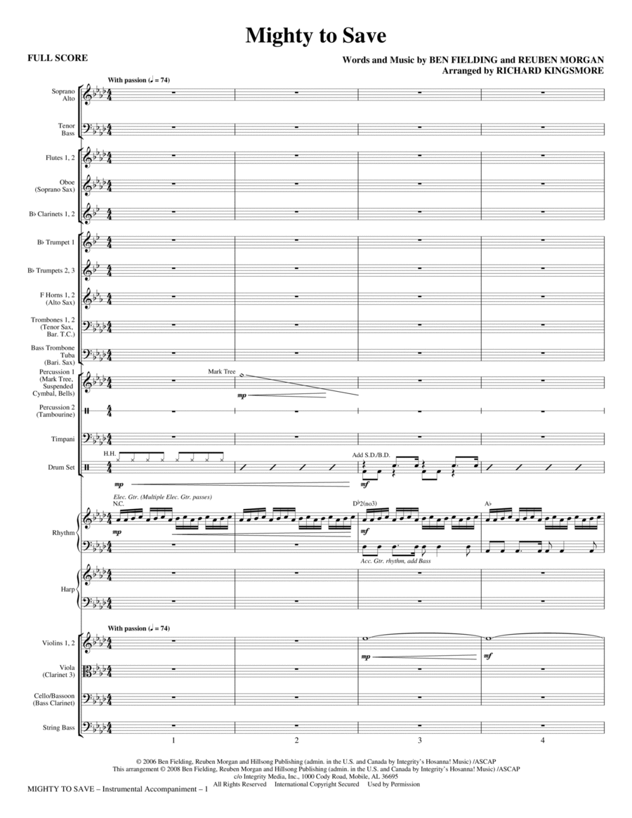 Mighty To Save - Full Score Choir scores gallery preview page 1