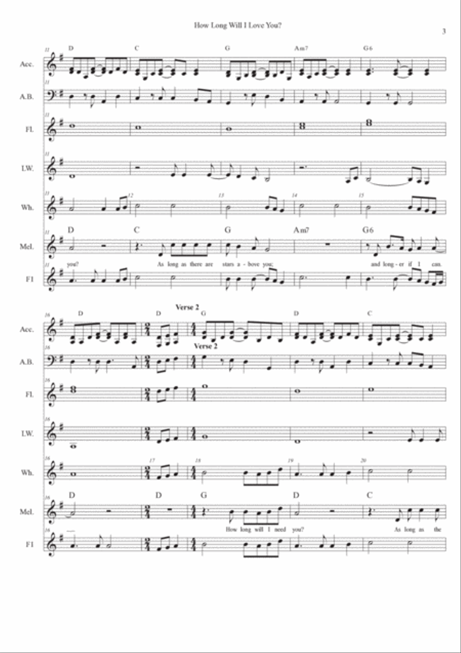How Long Will I Love You How Long Will I Love You Small Ensemble scores gallery preview page 3