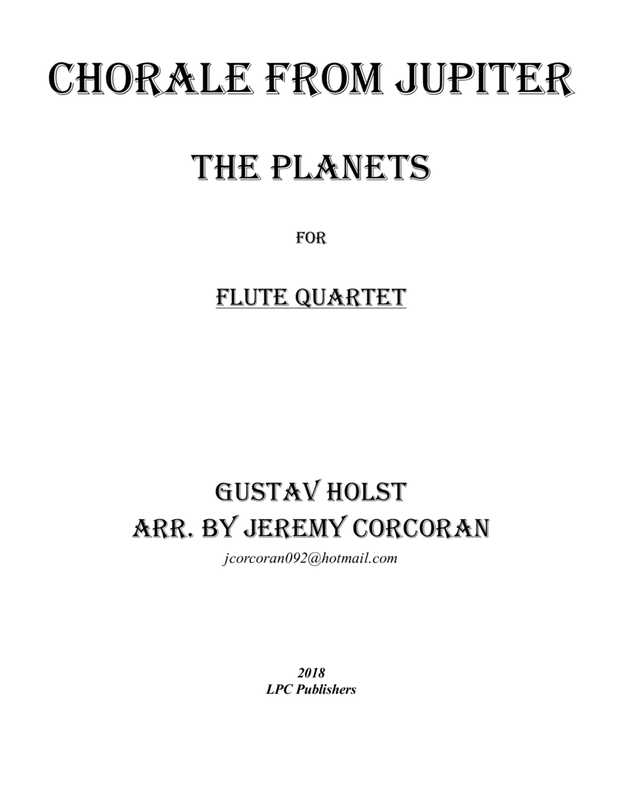 Chorale from Jupiter for Flute Quartet Flute Quartet scores gallery preview page 1