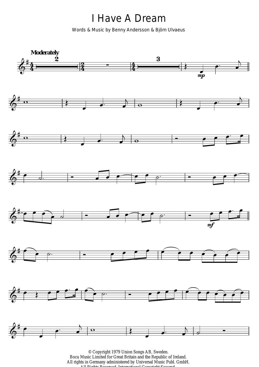 I Have A Dream Violin Solo scores gallery preview page 1