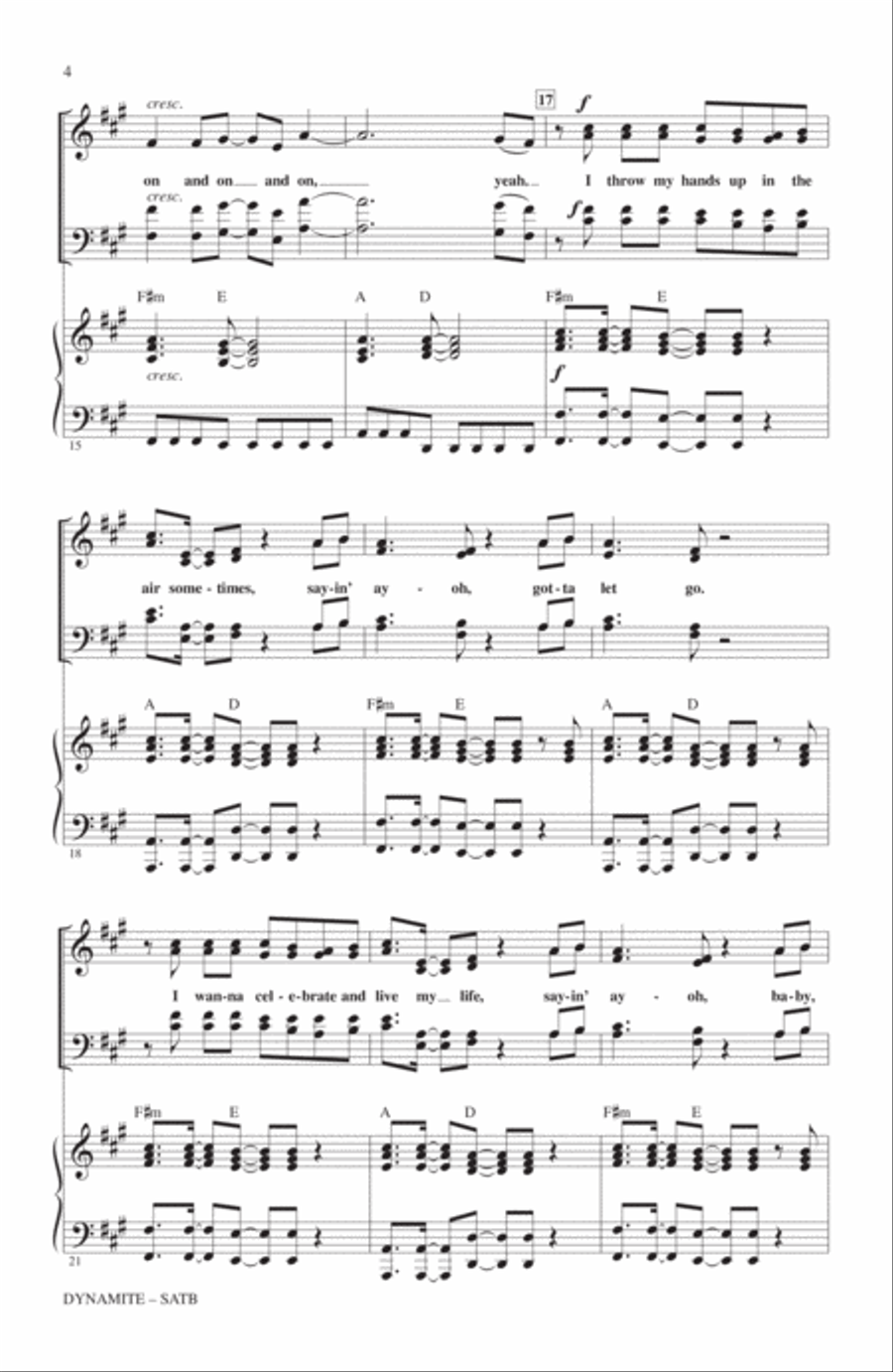 Dynamite (arr. Alan Billingsley) 4-Part scores gallery preview page 3