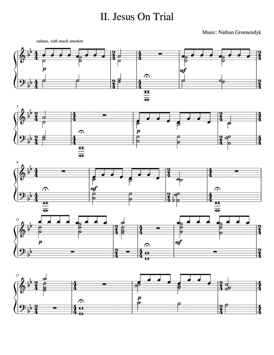 Jesus on Trial Piano Solo scores gallery preview page 1