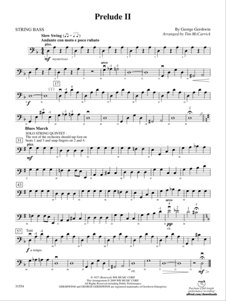 Prelude II: String Bass String Orchestra scores gallery preview page 1
