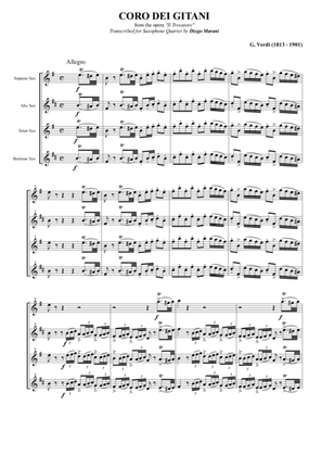 "Anvil Chorus" from the Opera "Il Trovatore" for Saxophone Quartet (SATB)