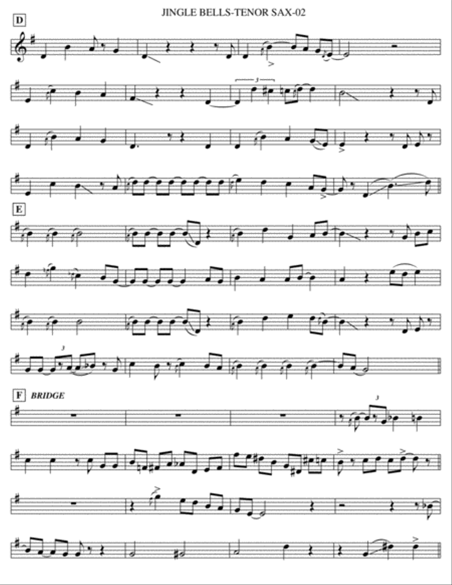 Jingle Bells Tenor Saxophone scores gallery preview page 2