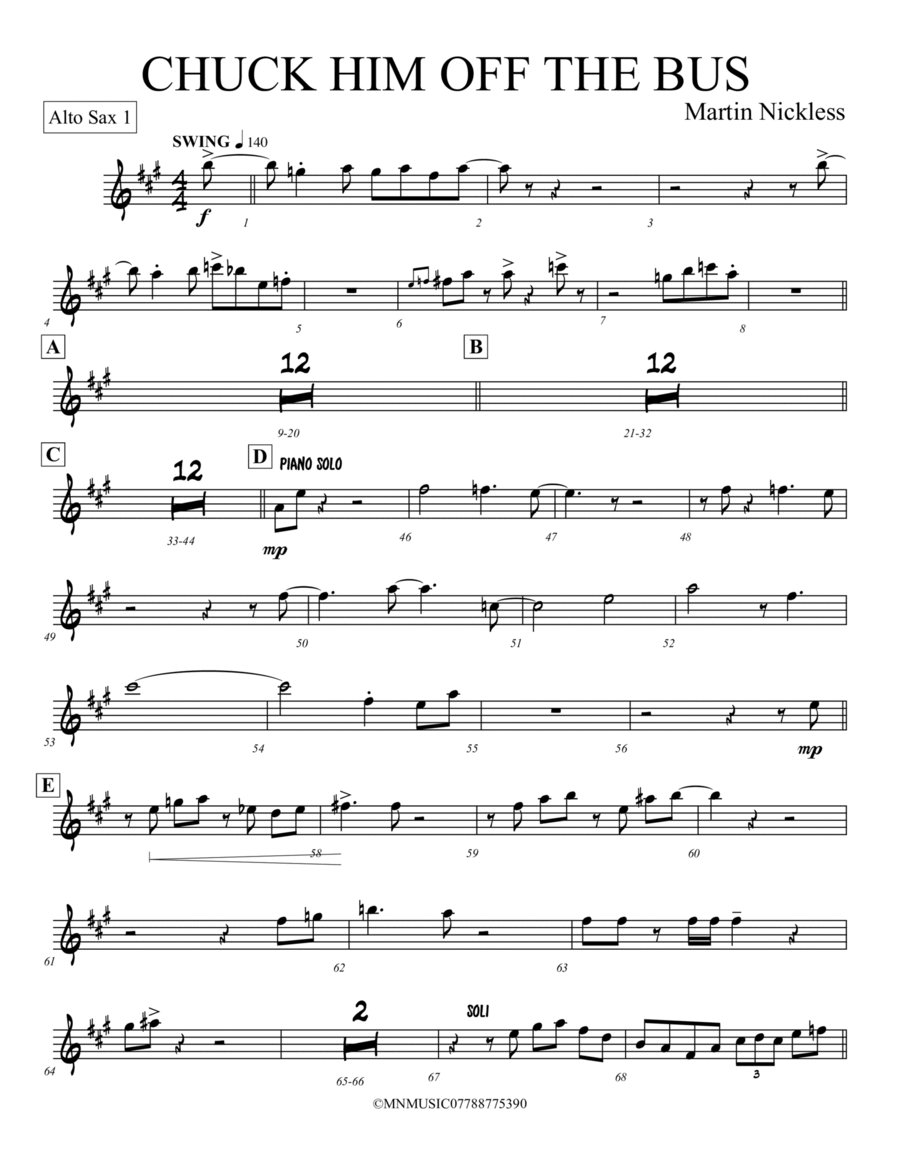 CHUCK HIM OFF THE BUS CHUCK HIM OFF THE BUS Jazz Ensemble scores gallery preview page 1