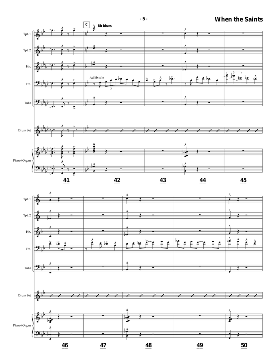 When the Saints Go Marching In for Brass Quintet with trombone solo image number null