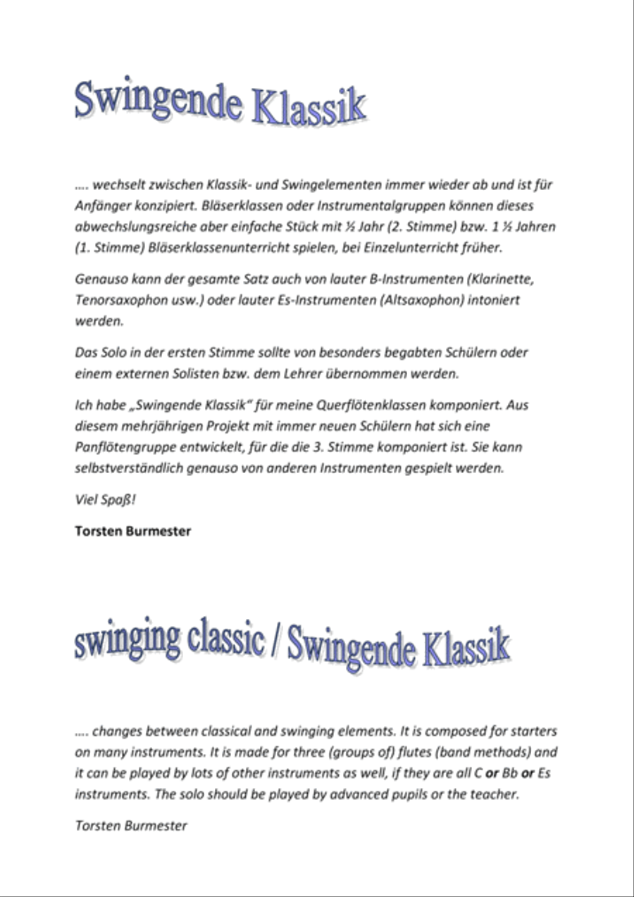 Swingende Klassik / swinging classic Small Ensemble scores gallery preview page 2