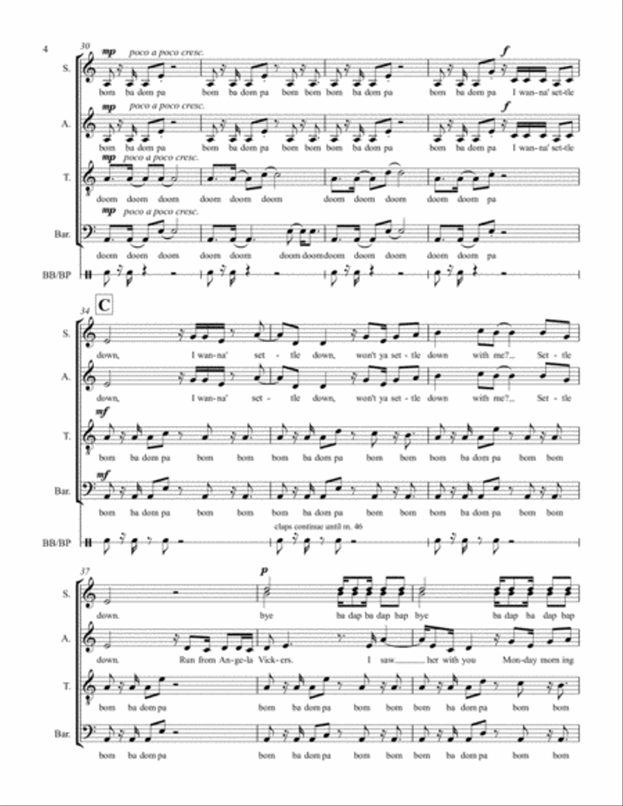 Settle Down 4-Part scores gallery preview page 4