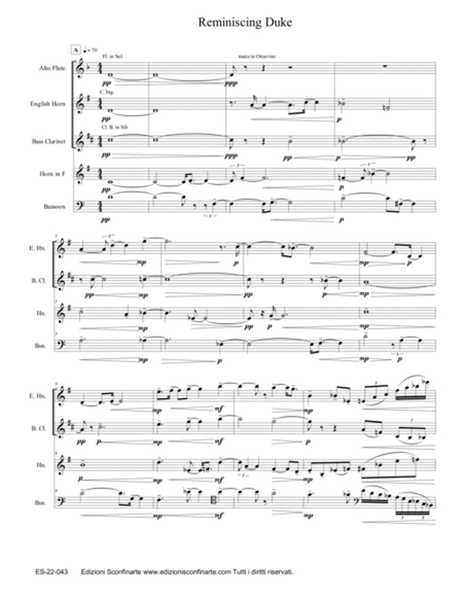 Giuseppe D'Angelo: REMINISCING DUKE (ES-22-043) - Score Only