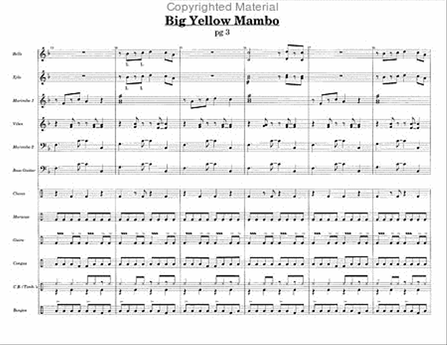 Big Yellow Mambo Percussion Ensemble scores gallery preview page 4