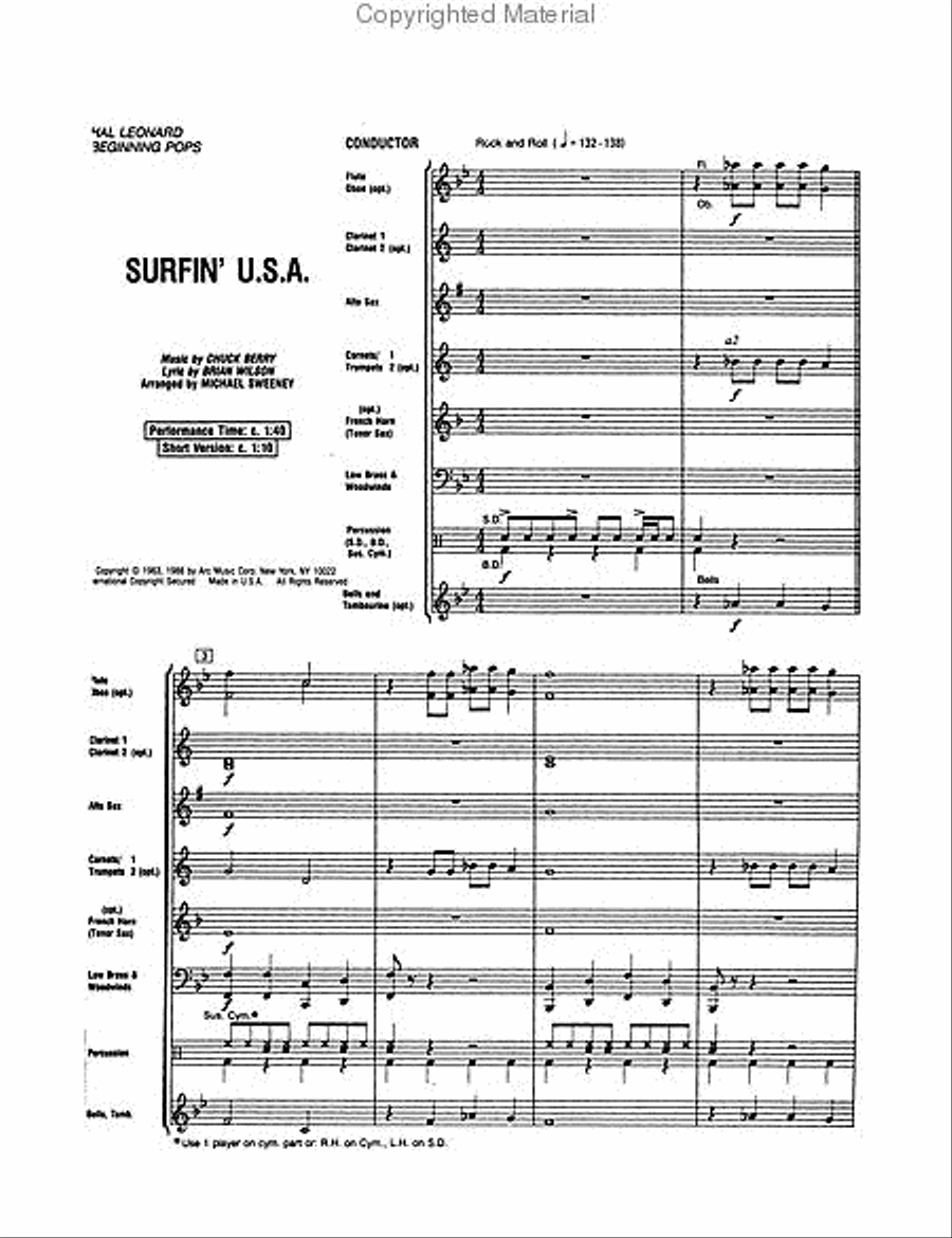 Surfin' U.S.A. Concert Band scores gallery preview page 2