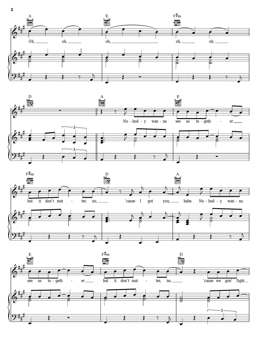 Don't Matter Piano, Vocal, Guitar scores gallery preview page 2