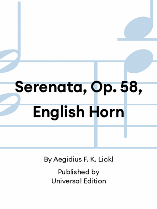 Book cover for Serenata, Op. 58, English Horn