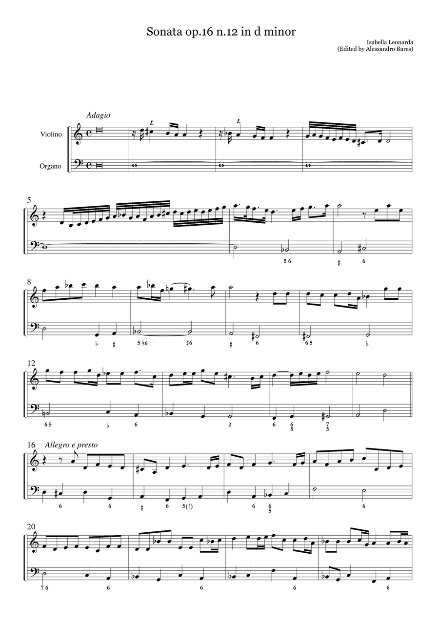 Isabella Leonarda, Sonata op.16 n.12 in d minor Small Ensemble scores gallery preview page 2