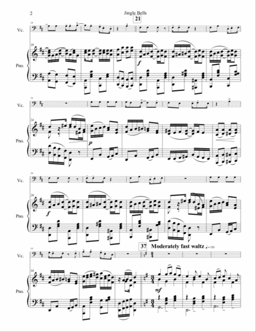 Jingle Bells for Solo Cello Piano scores gallery preview page 3