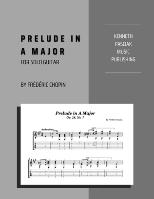 Book cover for Prelude in A Major by Chopin (for Solo Guitar)