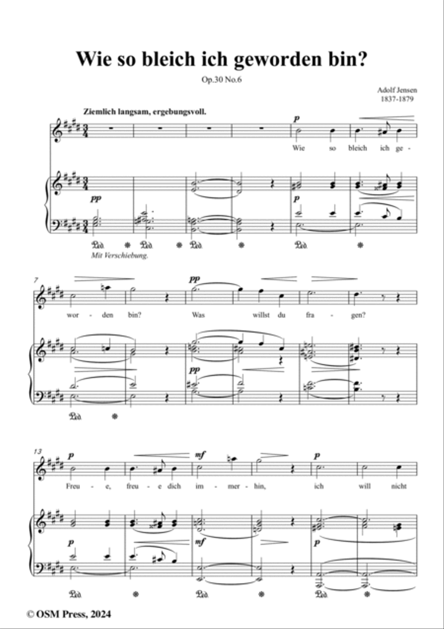 A. Jensen-Wie so bleich ich geworden bin?,Op.30 No.6,in E Major Voice scores gallery preview page 2