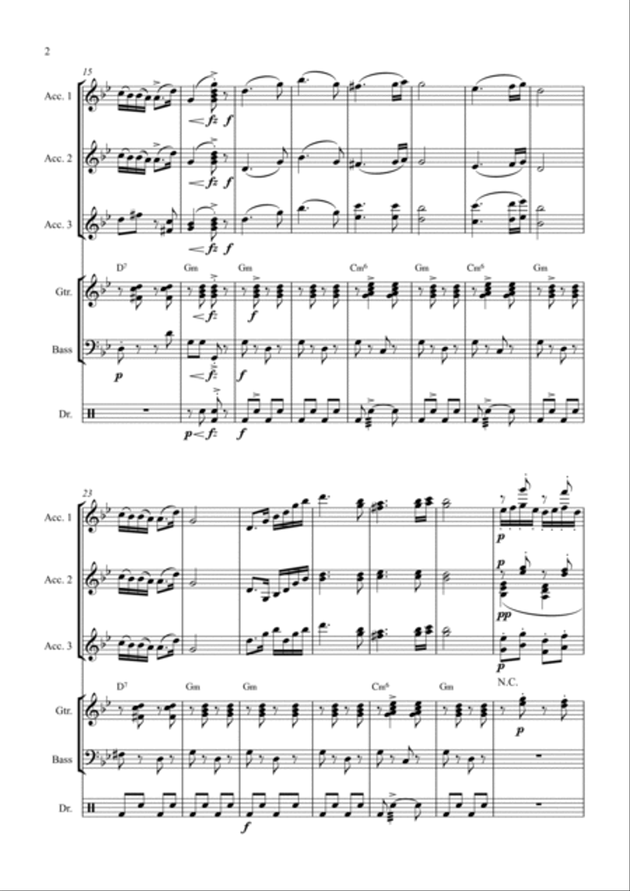 Brahms: Hungarian Dance No. 5 (Accordian Orchestra) Bass Voice scores gallery preview page 2
