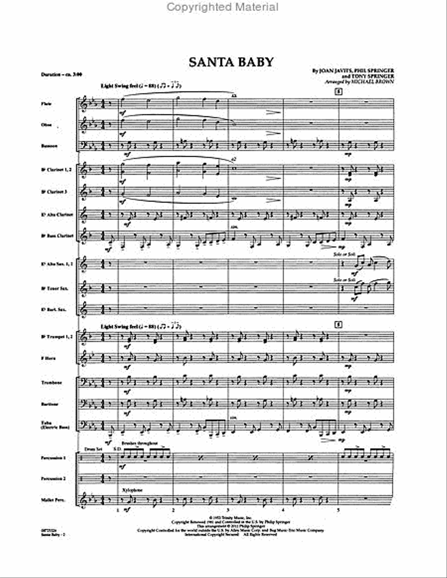 Santa Baby Concert Band scores gallery preview page 2