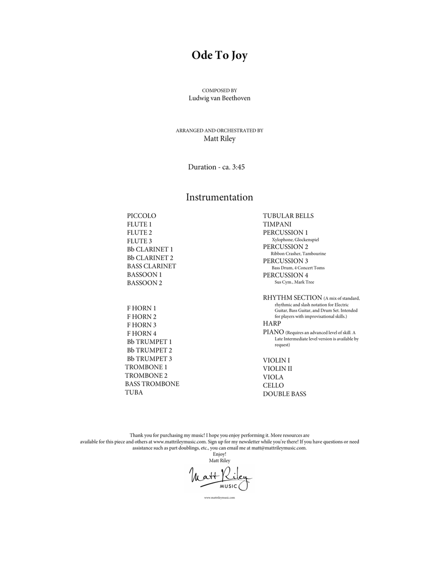 Ode To Joy - Piano and Orchestra Full Orchestra scores gallery preview page 3