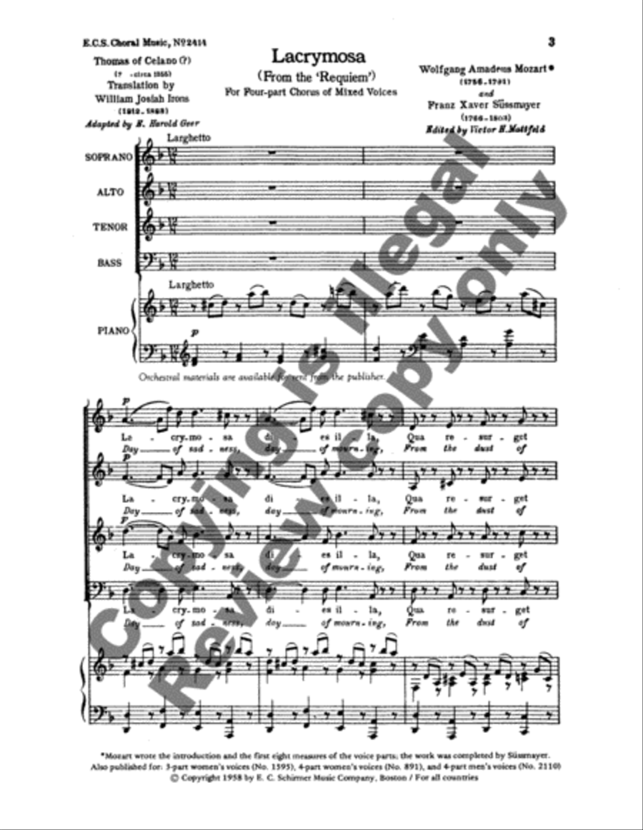 Requiem: Lacrymosa 4-Part scores gallery preview page 7