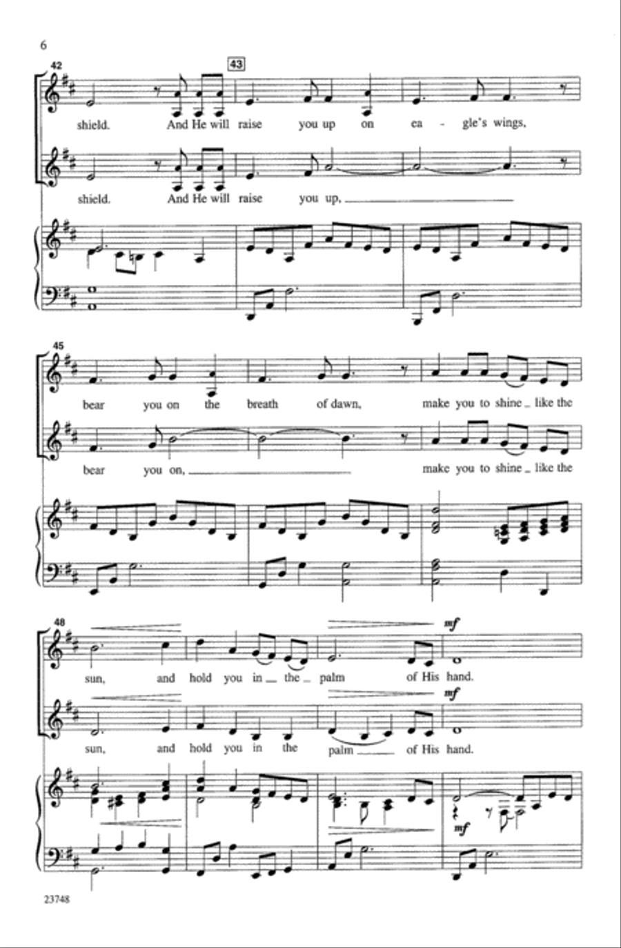 On Eagle's Wings Unison Choir scores gallery preview page 6