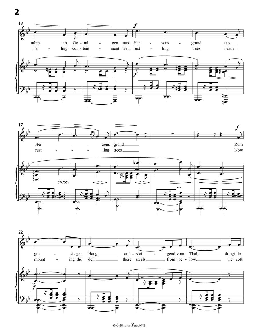 Willkommen, mein Wald, by Robert Franz, in B flat Major Voice scores gallery preview page 4
