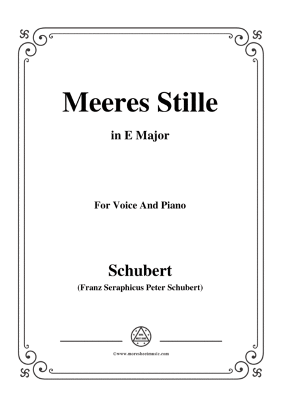Schubert-Meeres Stille,Op.3 No.2,in E Major,for Voice&Piano Voice scores gallery preview page 1