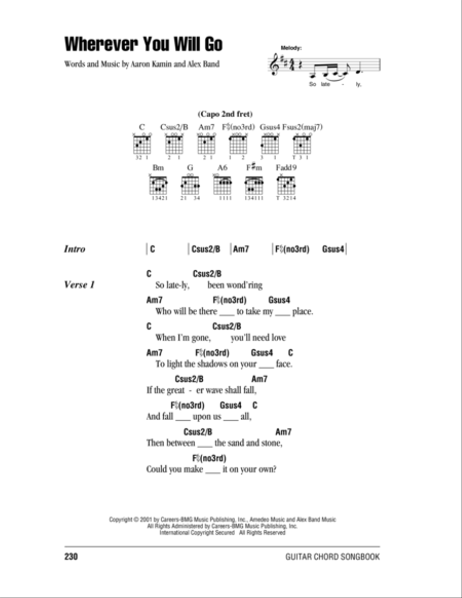 Wherever You Will Go Acoustic Guitar scores gallery preview page 1