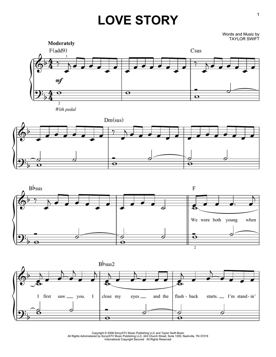 Love Story Love Story Easy Piano scores gallery preview page 1