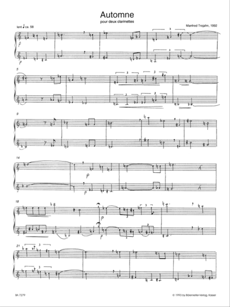 Automne et Aubade pour deux clarinettes Clarinet Duet scores gallery preview page 2